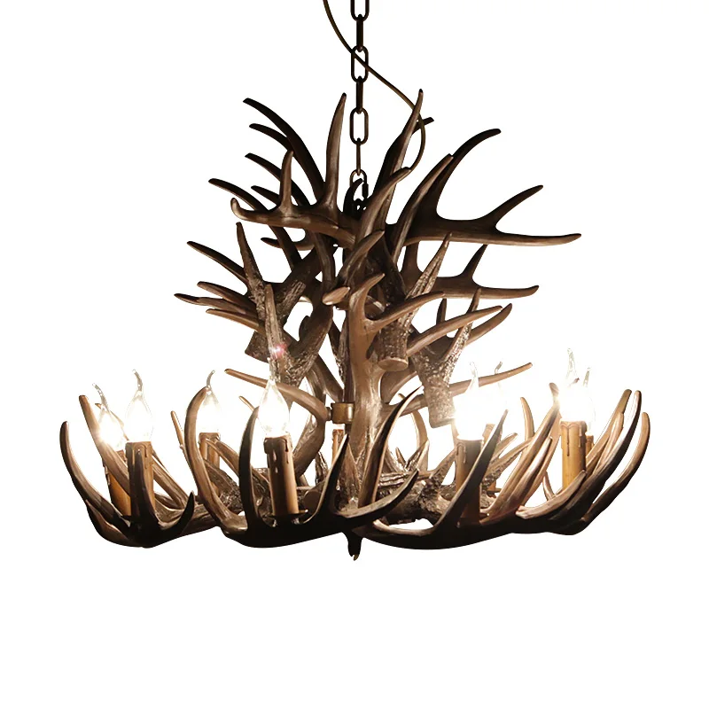 Wholesale restaurant decorative pendant light lamps industrial vintage resin antler chandelier for cafe shop