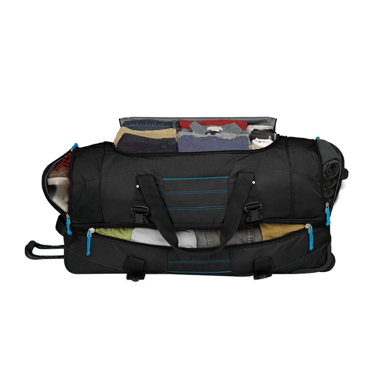 30 Inch Heavy Duty Rolling Luggage Bag Wheeled Trolley Duffel Bag For Men Double Deck Suitcase
