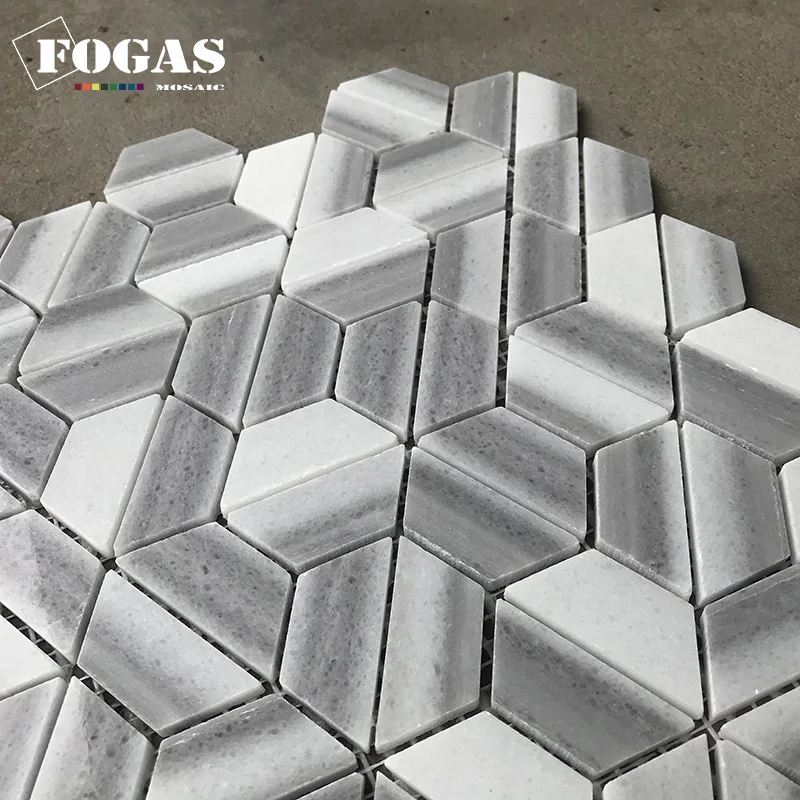 La Mitad De Hexágono Gris Piedra Gobernado Marmara De Mármol Blanco