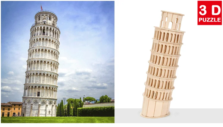 Mark's Square leaning tower 3D paper puzzle building model toy Italy Venice St 