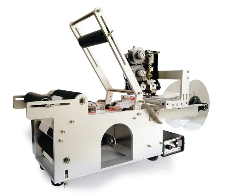 Automatic tabletop flat surface small carton box labeling machine for can and square bottle labeler