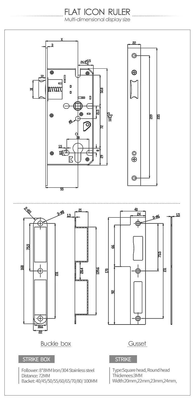 40-100MM Security Aluminum Door Lock Cylinder for Mortise Locks