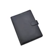 A5 size handmade PU leather notebook file folder with pen