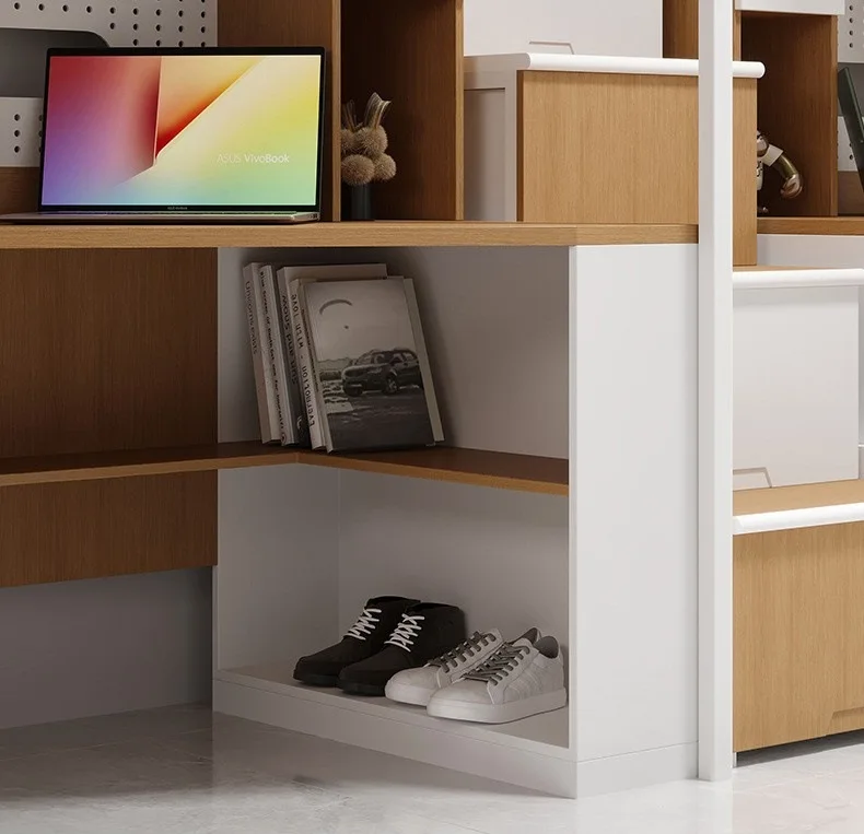 product custom free 3d design service iron upper bed and lower desk apartment dormitory metal frame bunk bed for students school-15