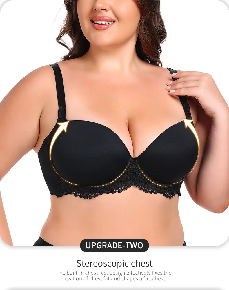 Cross-Border Large Size Bras Anti-Sagging & Breathable V2109005 Model with Steel Ring & Gathered Cups for Large Chest Wholesale