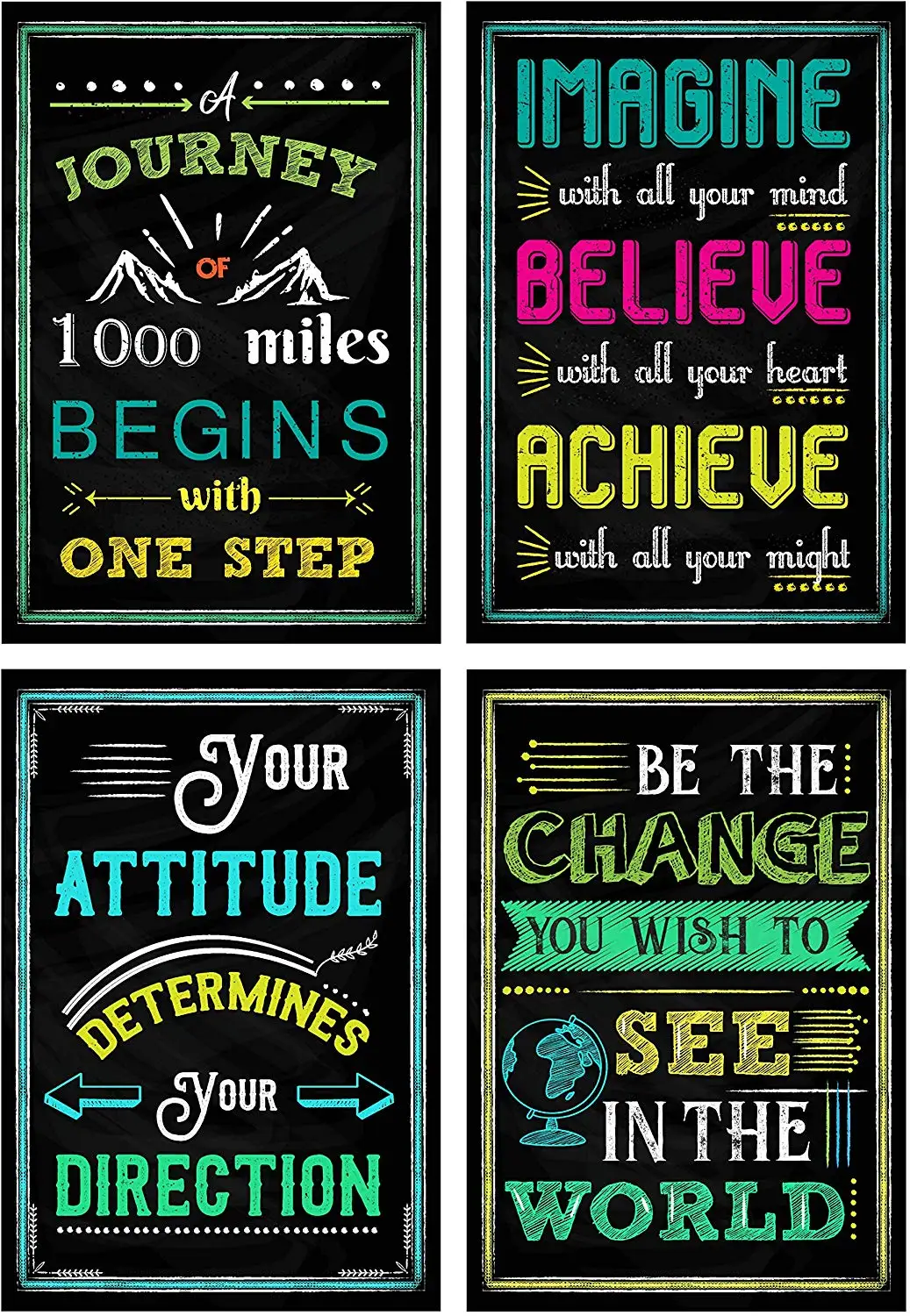 Laminated Chalkboard Inspirational Motivational Classroom Decorations ...