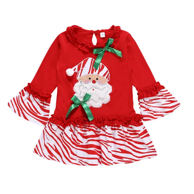 Red Stripe Ruffle Christmas Santa Claus Clothes For Child - Buy Santa ...