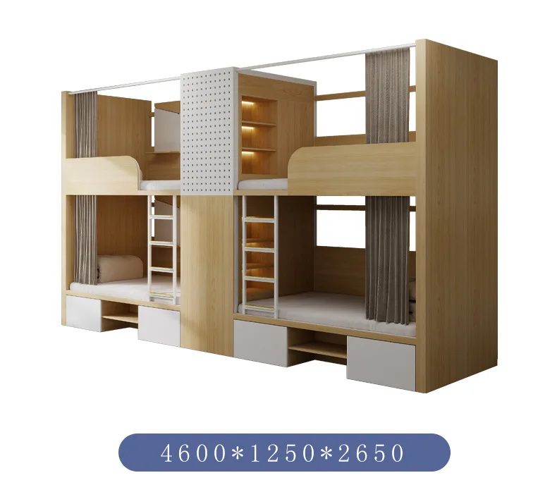product furniture factory hotel bunk bed double space capsule bunk bed dormitory loft apartment bed with cabinet-14