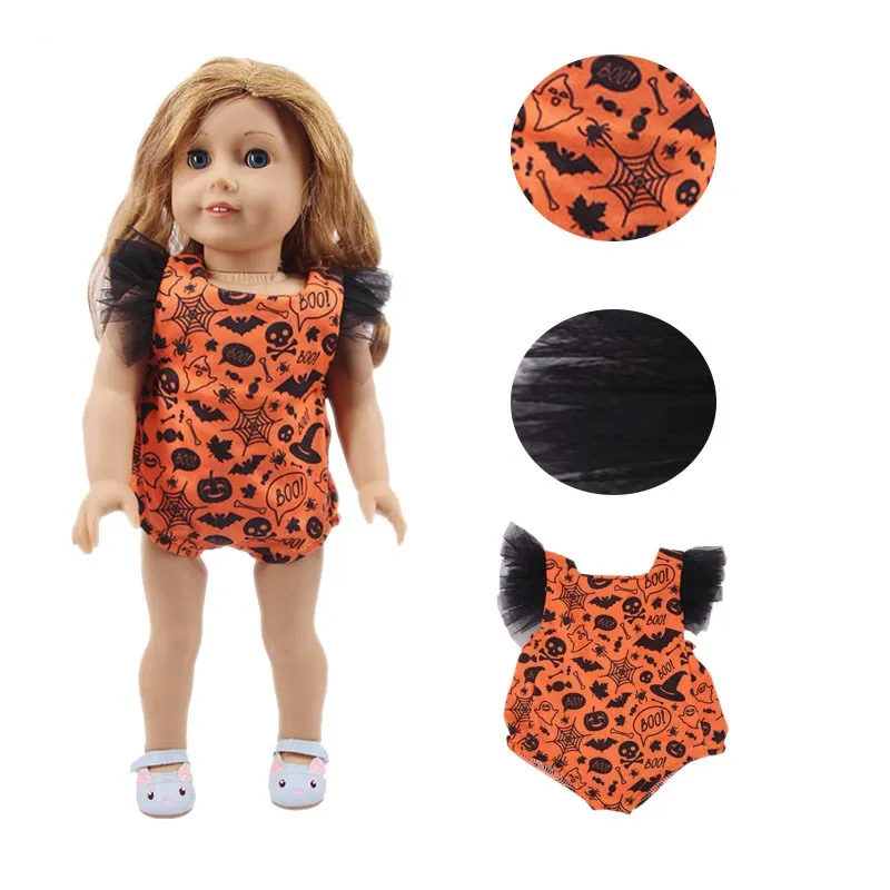 VINYL Doll outfits baby girl frill dress clothes unicorn Pumpkin Dress For 18 Inch American Doll Coat