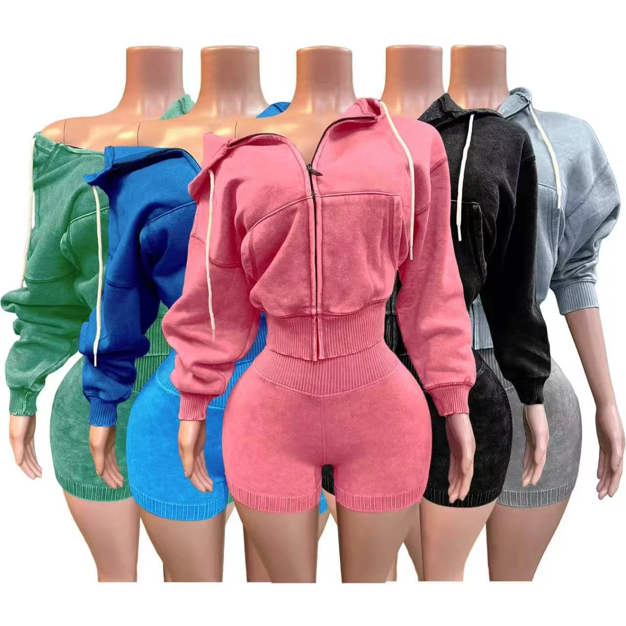 Side profile of a grey stringless hoodie showing clean seam lines and relaxed sleeve fit
