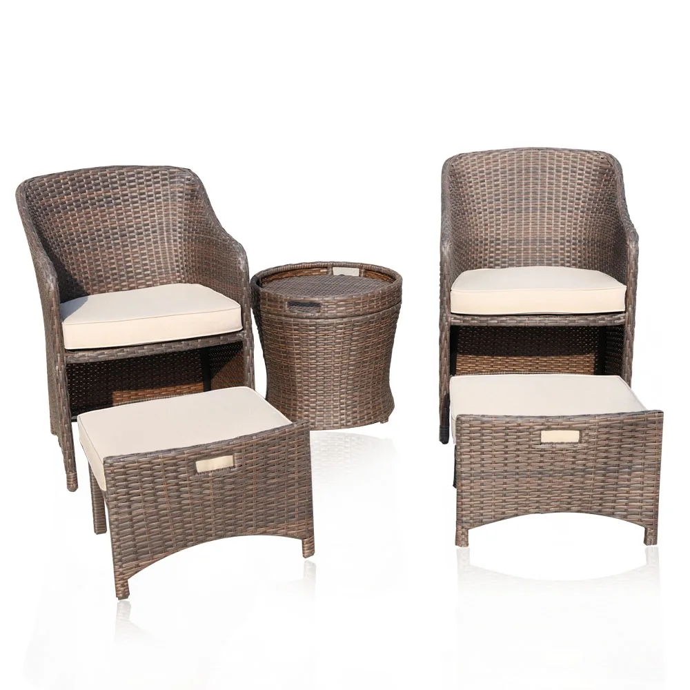 5pc Resin Wicker Outdoor Furniture Set Pe Rattan Chat Set Small Patio Set With Armchair Stool Cushion And Table Buy Small Patio Set Rattan Wicker Chairs Threshold Halsted 5 Piece Wicker Small Patio