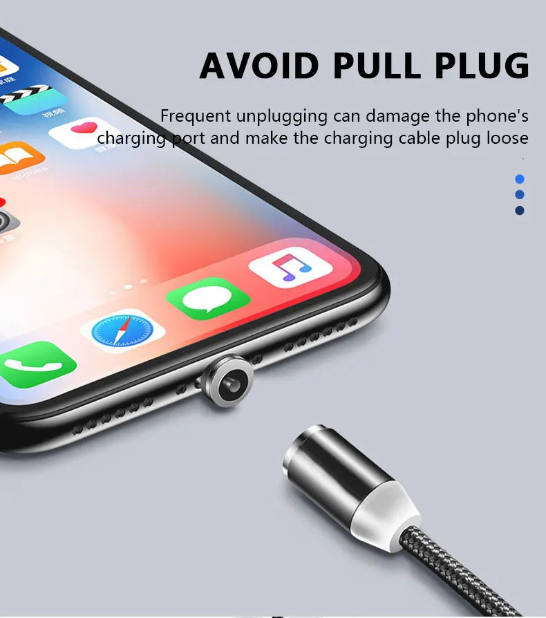 Led 3 in 1 magnetic micro data usb magnetic cable braided usb c charging fast charge round cable - ANKUX.COM
