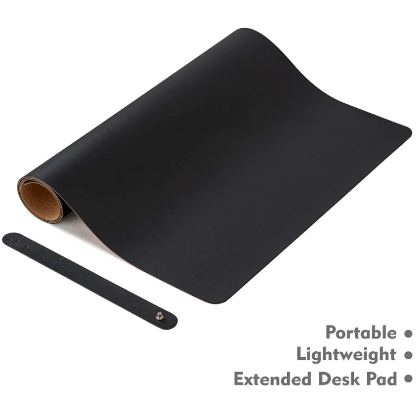 Yy Factory Large Natural Cork & Leather Desk Pad 32" X 16" Doublesided Desk Protector Desk Mat