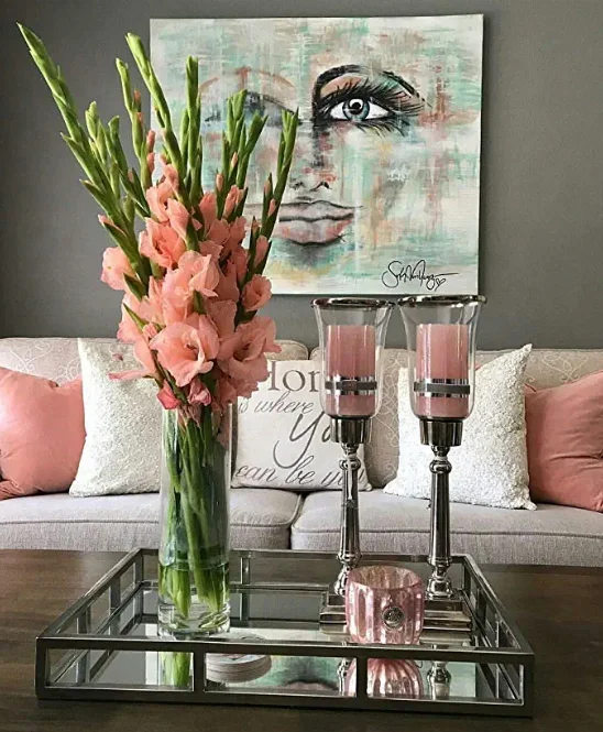 Stainless Steel Mirrored Tray With Side Rails Elegant Square Vanity