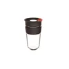 Reusable coffee cup Beverage glass cup with snap seal and silicone sleeve