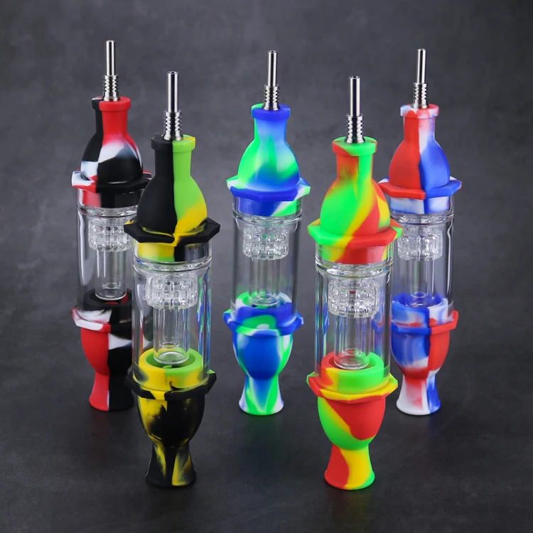 Logos Print Water Pipes With Glass Bowl Weed Silicone Rubber Smoking