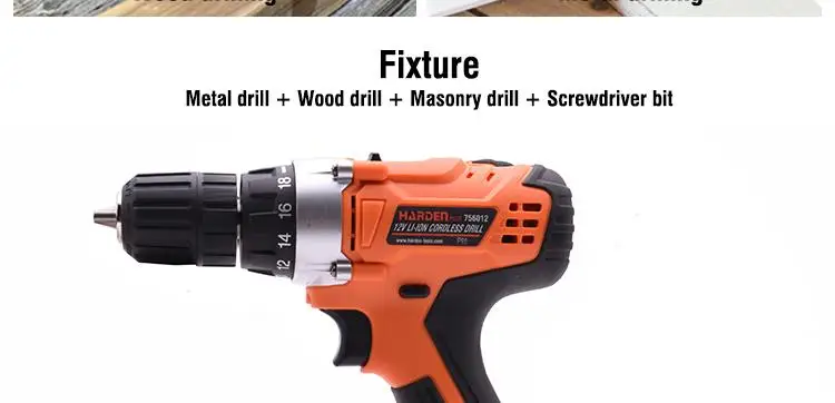 Professional Power Tools 1500mAh 12V Electrical Cordless Hammer Drill