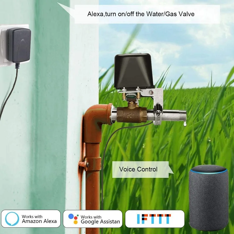 Tuya Alexa Google Voice Control Waterproof Wireless WiFi Smart Water Valve - ANKUX.COM
