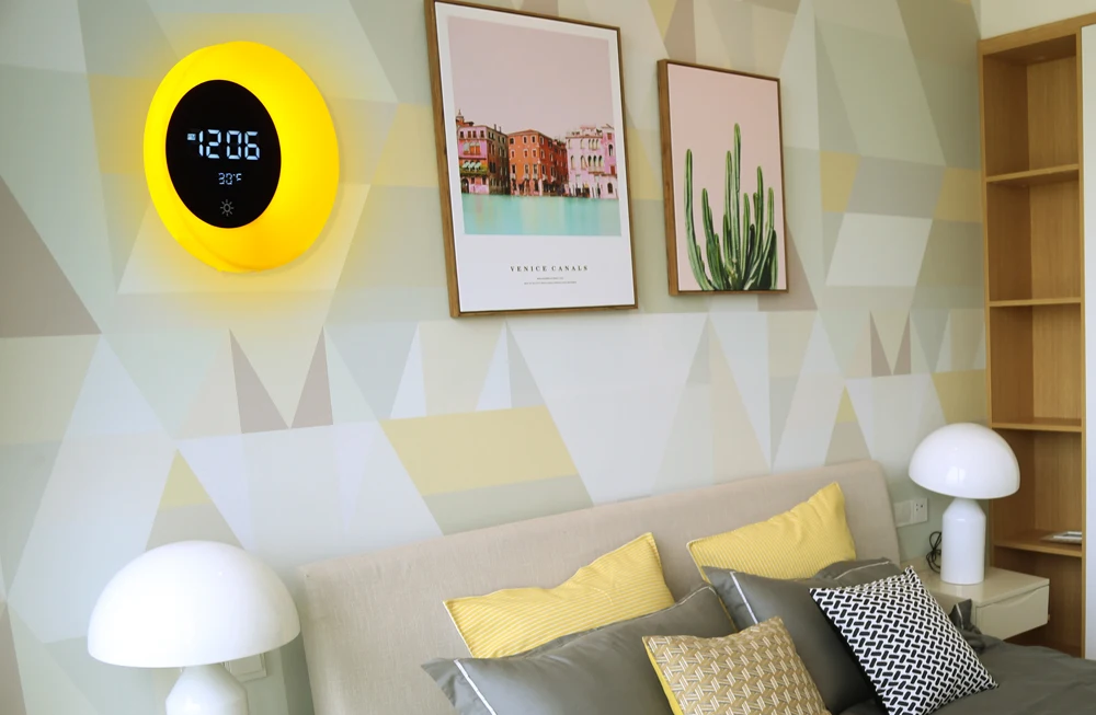 2.5W LED Crescent Moon Clock Light Rechargeable Warm White Night Light