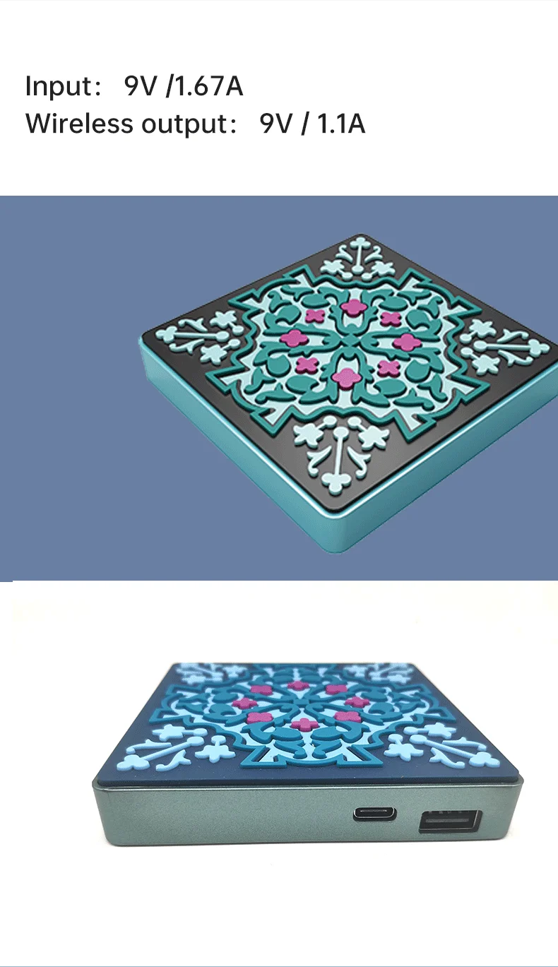 2020 new design Mini Portable aluminium alloy painting 6000mah Wireless charger customized silicone surface design for samsung - ANKUX.COM