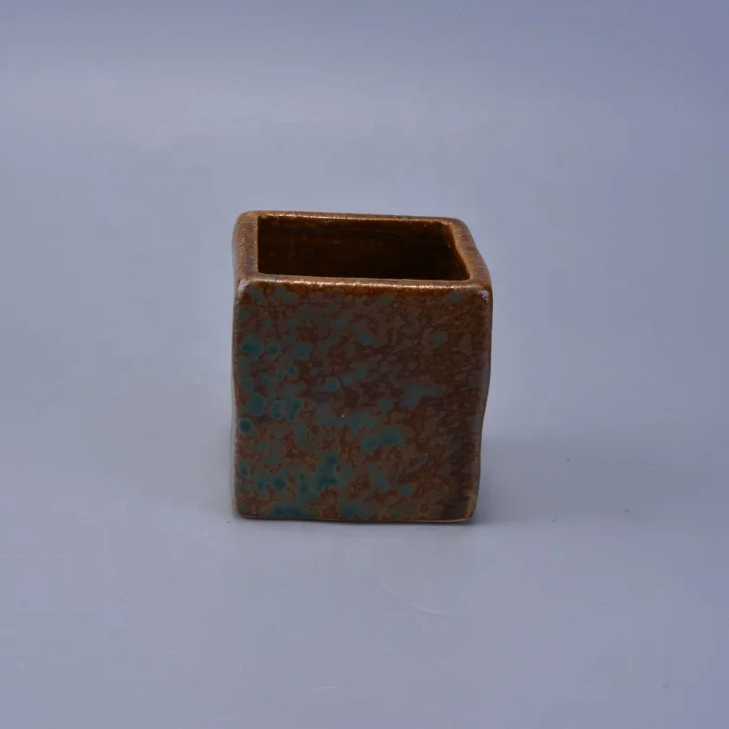 Square table ceramic candle container votive candle jar wholesales
