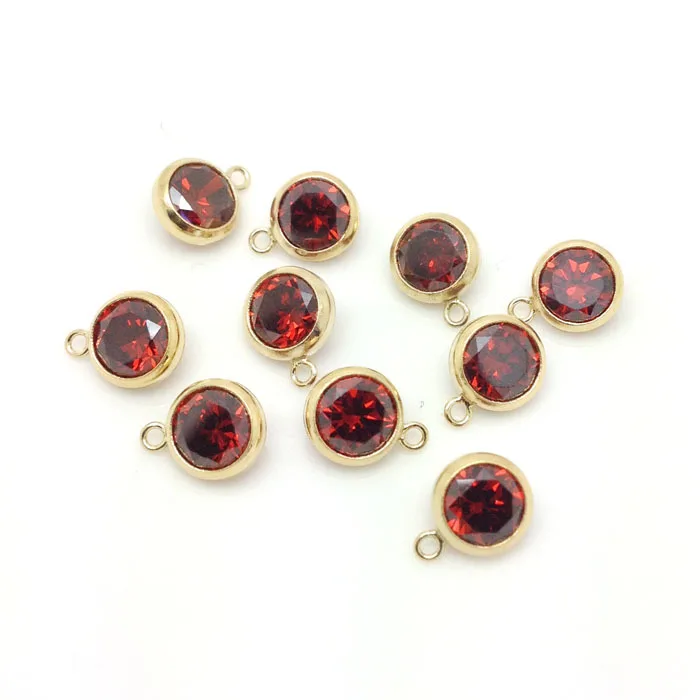 Wholesale 14K Gold Handmade round Zircon Pendant DIY Jewelry Accessory Findings Long-lasting Not Fadingcharm