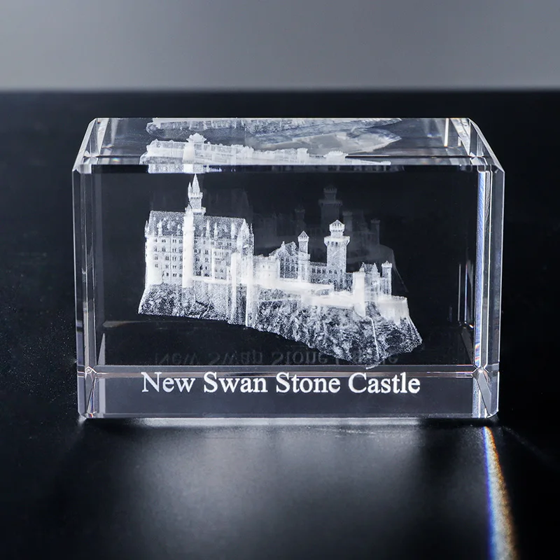 3D Laser Engraved Crystal Cube German Rechtstag Building Model for Small Tourist Souvenir and Handcrafted Crystal Gifts manufacture