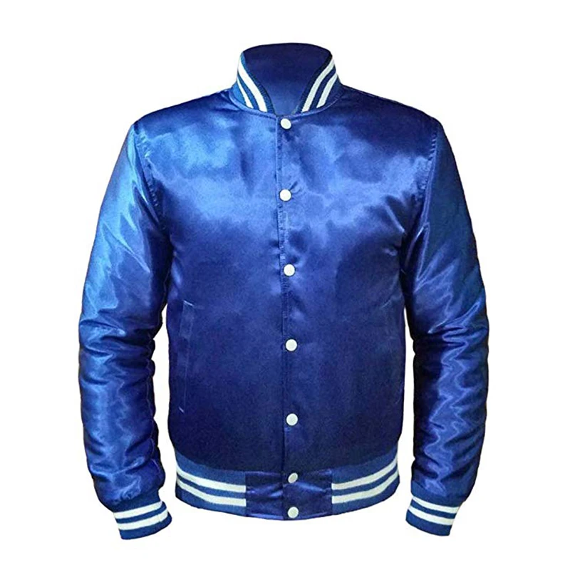 Custom Made 100% Polyester Satin Varsity Jacket Wholesale Satin ...