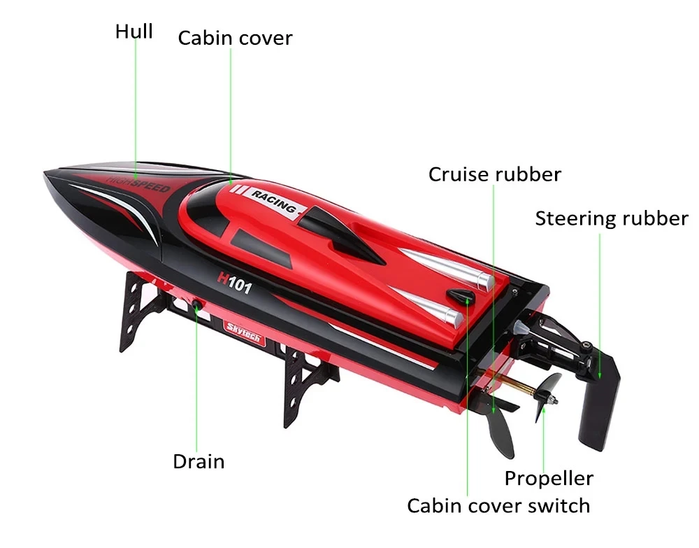 Skytech H101 Boat  Mini Speed RC Boat 180 Degree Flip High Speed Electric Racing Remote Control Fishing Toys for Kids Christmas