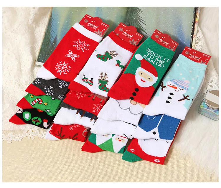 Wholesale Hot Sale Cotton Women Christmas Socks Cheap Cute New Year Red Socks