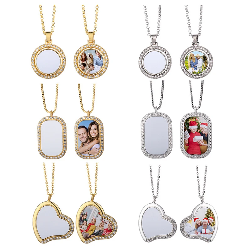 Cheap Hot Deformation Love Hot Sublimation Blank Necklace Rectangular