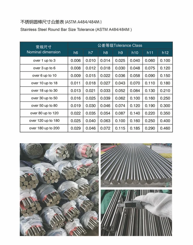 1.4301 Aisi 304 Stainless Steel Bright Round Bar 6mm H9 Tolerance