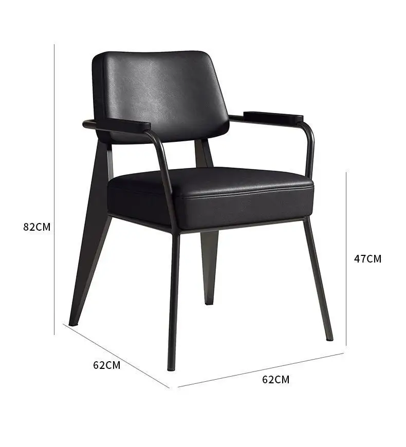 metal iron material dining meeting chair with leather