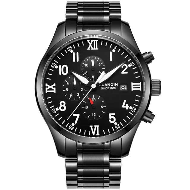 guanqin 16012 automatic watch stainless steel brande