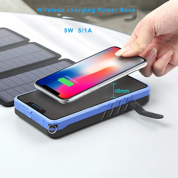Hot Selling Solar Panel Wireless Power Bank 20000mAh Fully Waterproof Double USB for Outdoor With LED Flashlight - ANKUX.COM