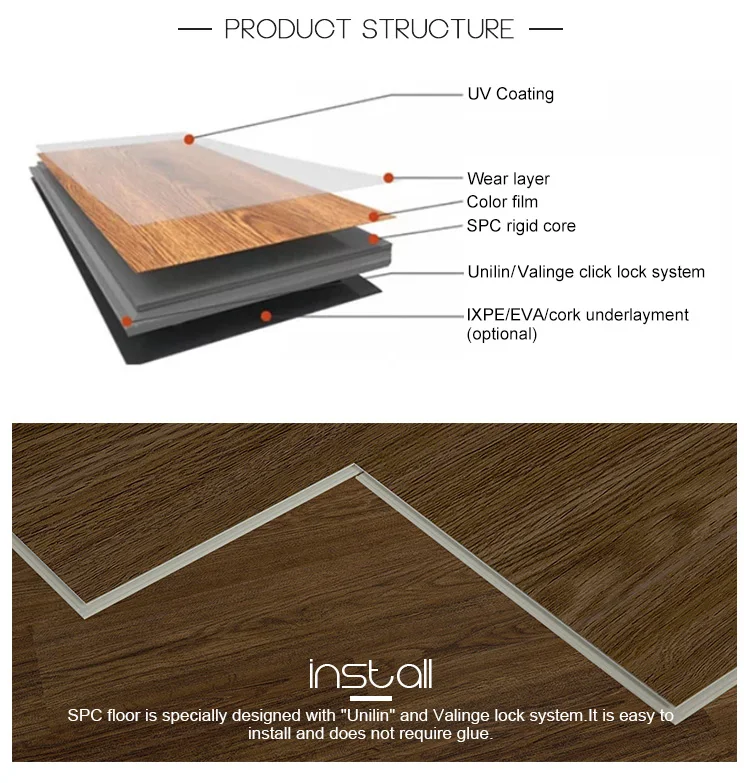 Wood Texture Waterproof Tile Lvp Pvc Click Lock Spc Flooring Luxury ...