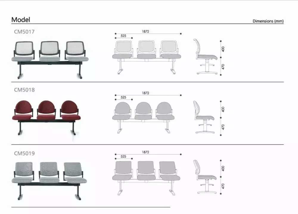 Cheemay 3 Seater Public Waiting Room Reception Visitor Chair Silla