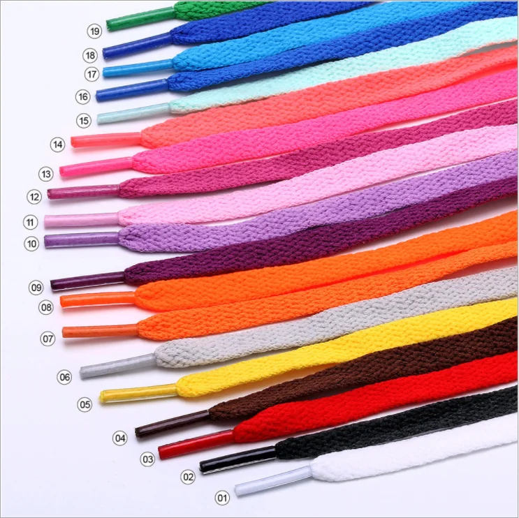 Hot Sale Colored Flat 8mm Single Layer Shoelaces Sneaker Shoe Lace In