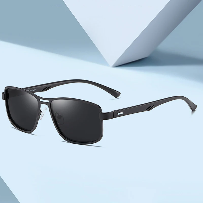 New Arrivals Designer Metal Polarized Retro Square Sunglasses Men