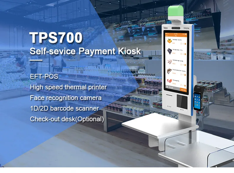 TPS700 touch 21.5 inch  screen  fast food ordering self service payment kiosk machine
