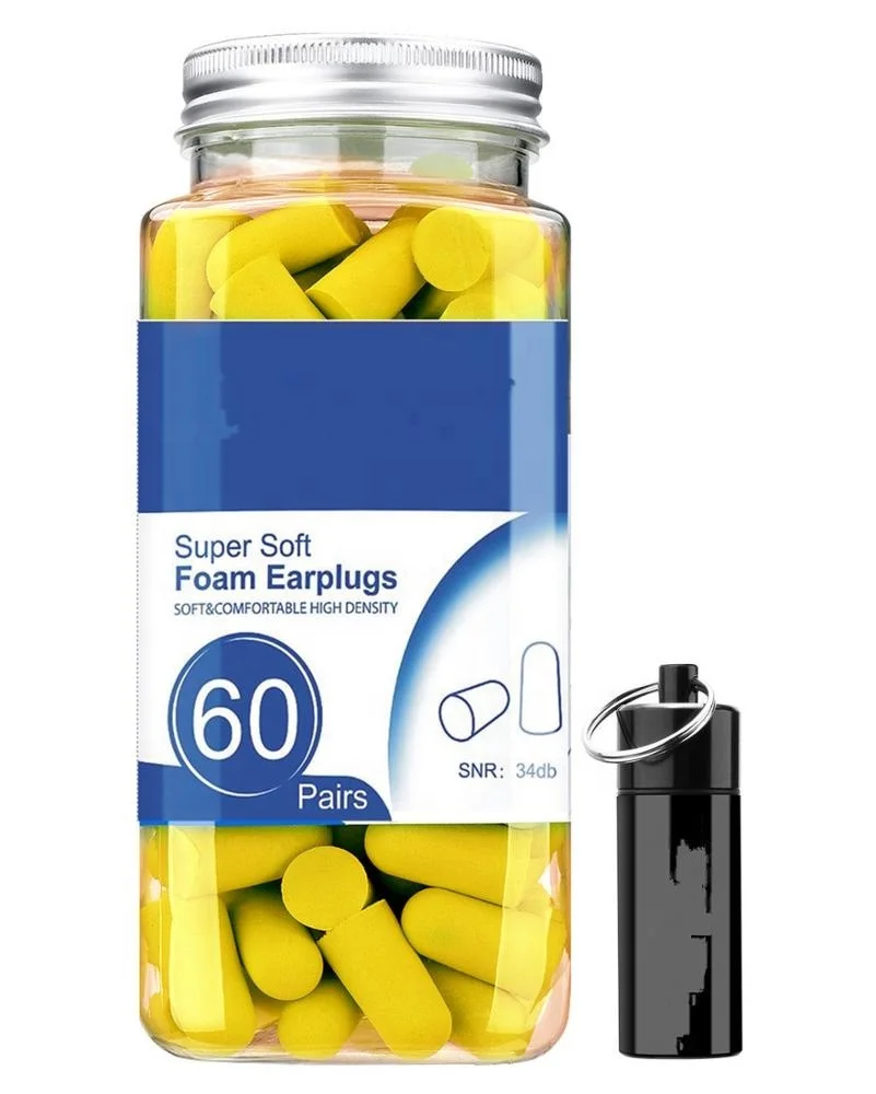 
60 Pairs Soft Foam Earplugs with Aluminum Carry Case 36dB NRR Ear Plugs 