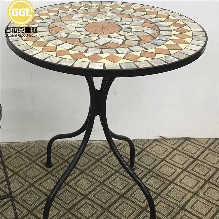 Outdoor Garden Ceramic Tile Top Mosaic Round Table details