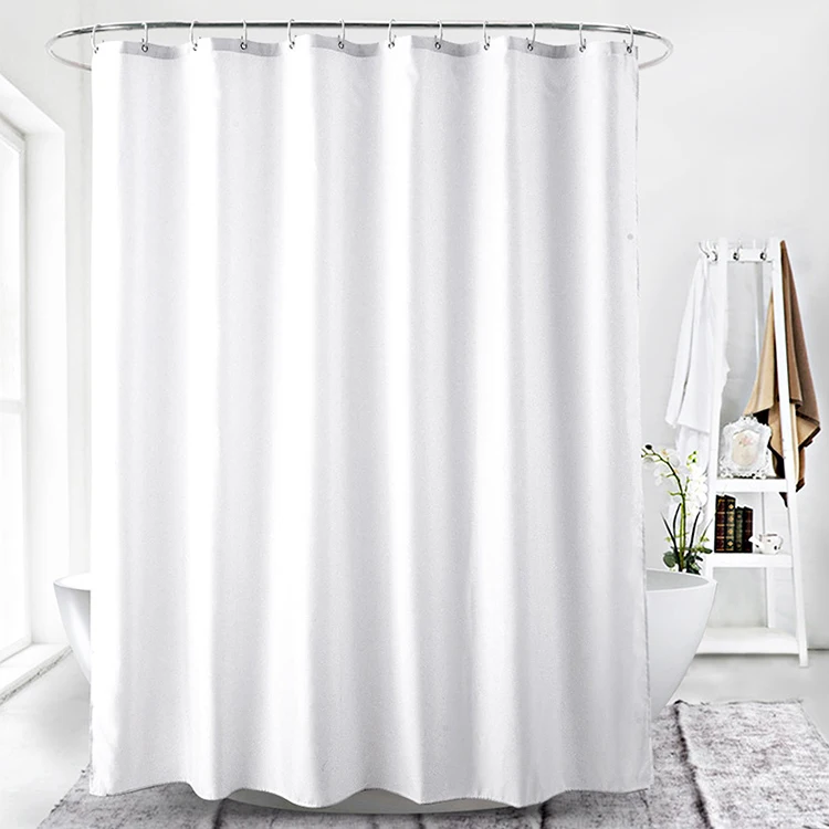 Hotel Quality Water Proof White Polyester Fabric Shower Curtain Liner