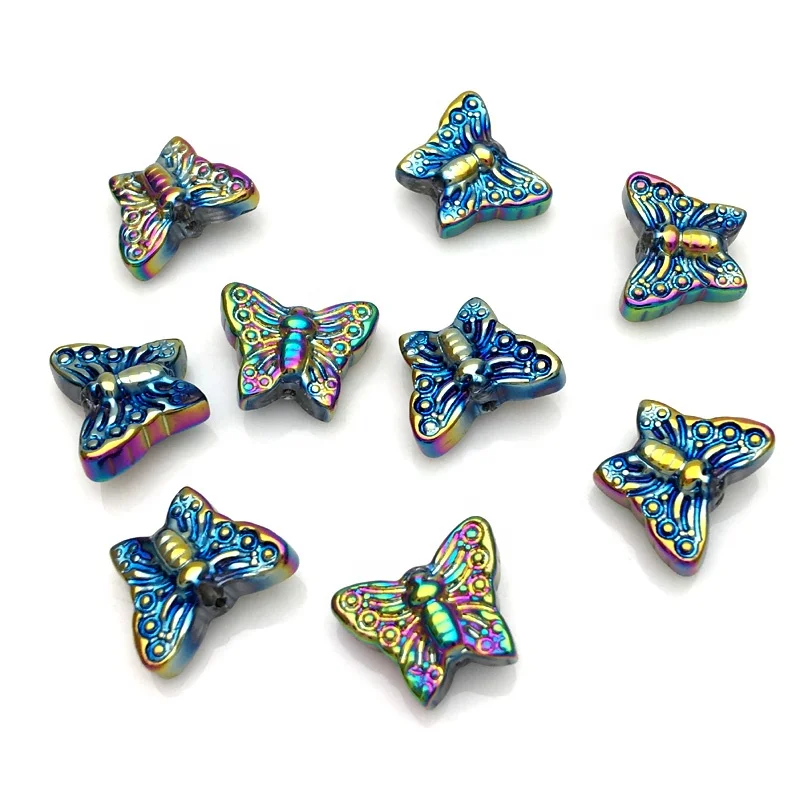 15MM Crystal butterfly beads  for jewelry making DIY glass fashion beads for bracelet and earring accessories factory