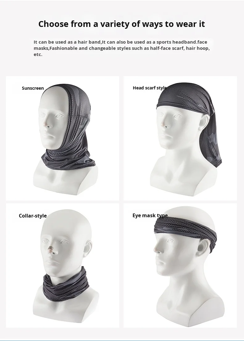 Outdoor Sports Summer Unisex Cycling Mask Breathable Quick Drying Ice Silk Face Neck Guard Sun Protection Headscarf Hiking