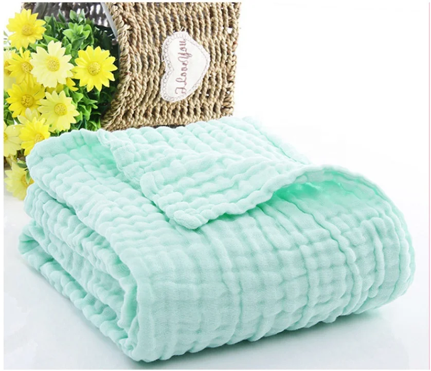 100%cotton 110cm wrinkle 6 layer gauze baby blanket