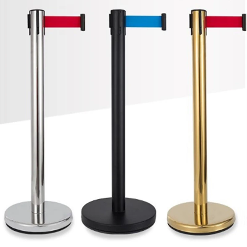 High Quality Black Silver Golden Metal Cast Iron Base Modern Queue Line Crowd Control Traffic Barrier Retractable Belt Stanchion