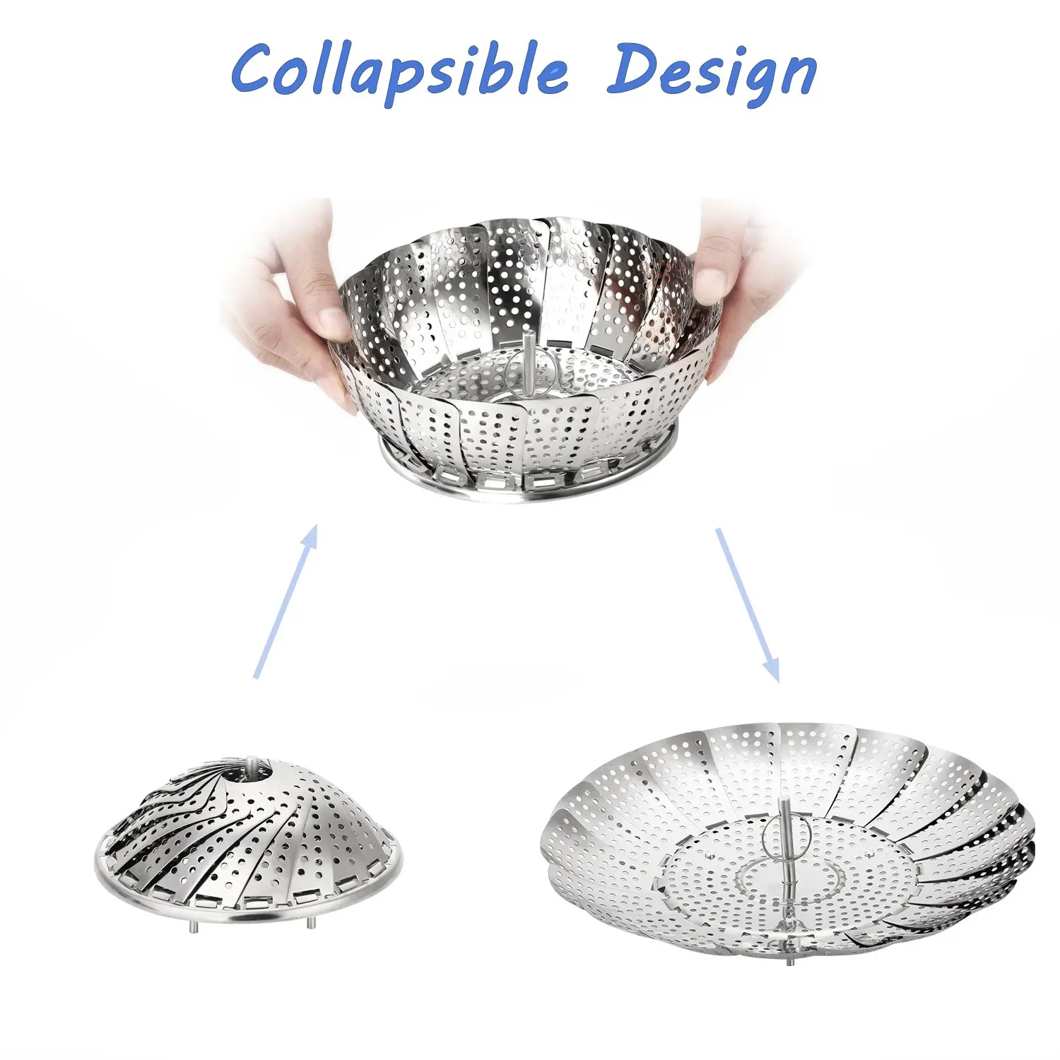 Foldable / Folding Kitchen Ware Stainless Steel Steamer Basket For Vegetable