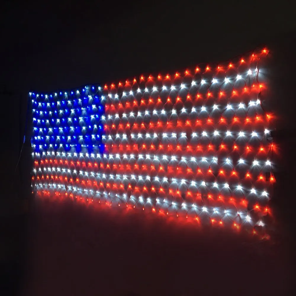 The Cross-border Amazon Hot selling 110 v American Flag led Net Mesh light for Independence Day Holiday Decoration Wholesale