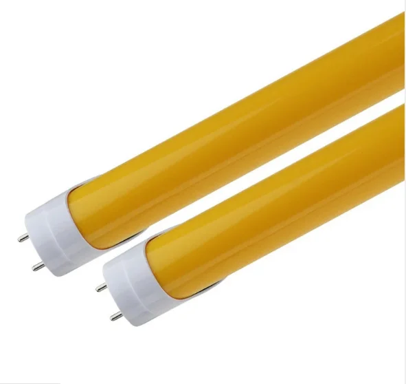 Chinese supplier led anti-UV non-UV tube 2 feet 10w 4 feet 18w 22w T8 split type yellow PC tube UV anti-aging fluorescent tube